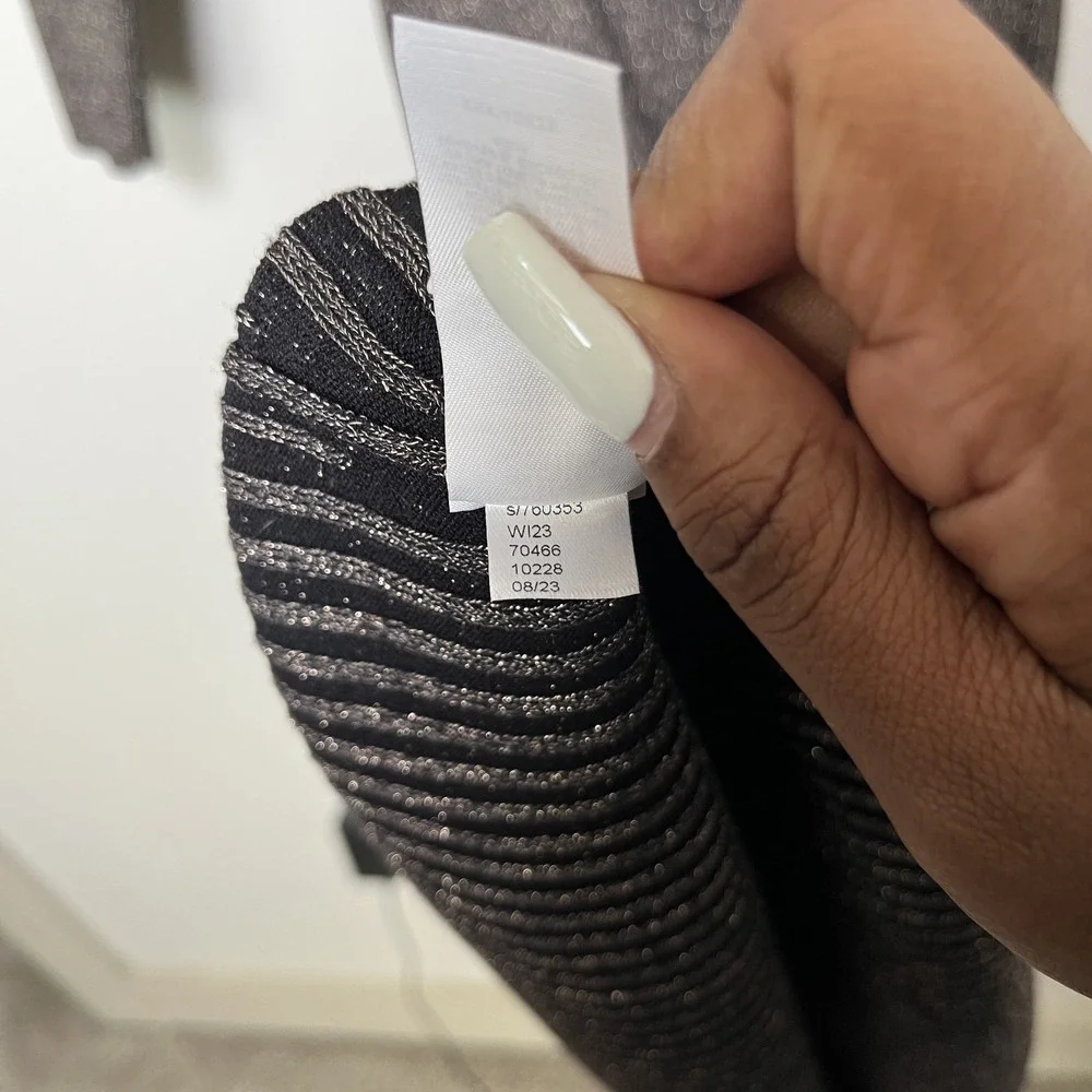 LOFT Women Sparkle Jersey Knit Maxi Dress XL Brown Rib Knit Holiday Party Stretc - Picture 9 of 12